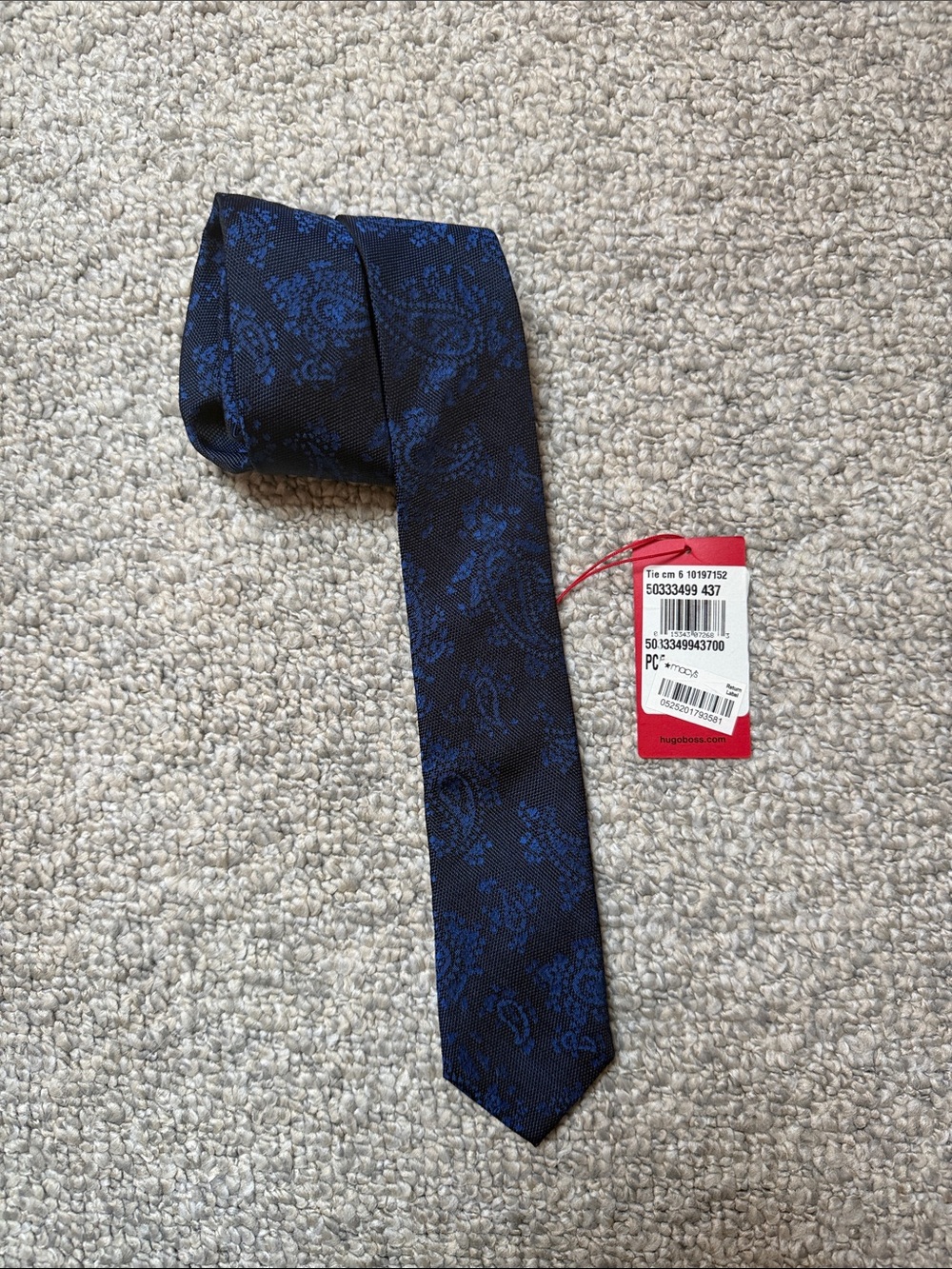 Hugo Boss Navy and Royal Blue Paisley Silk Tie